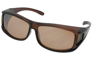 Style F11 Non Polarized Wrap Around Fit Over Sunglasses Brown Frame Non Polarized Amber Lenses