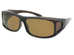 Style F11 Wrap Around Polarized Sunglasses Over Glasses Tortoise Polarized Brown Lens