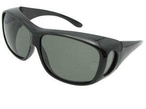 Style F15 Large Size Wrap Around Fit Over Sunglasses Black Frame Gray Lenses