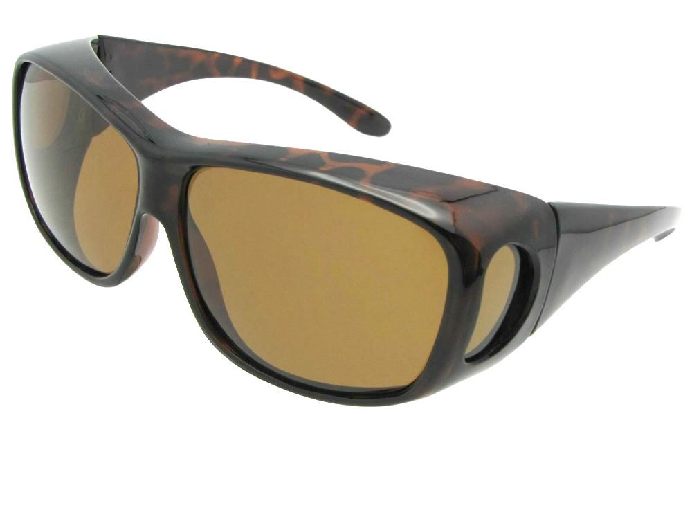 Style F15 Large Size Wrap Around Fit Over Sunglasses Tortoise Frame Gray Lenses