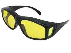 Style F18 Polarized Large Size Fit Over Sunglasses Black Frame Light Polarized Yellow Lens