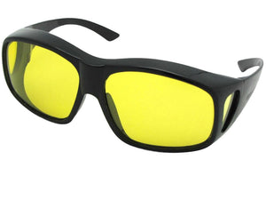 Style F19 Largest Polarized Fit Over Sunglasses Black Polarized Light Yellow Lenses