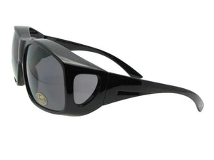 Style F19 Largest Non Polarized Fit Over Sunglasses Black Frame Non Polarized Gray Lenses