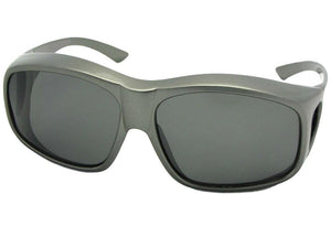 Style F19 Largest Polarized Fit Over Sunglasses Gray Frame Med Dark Gray Lenses