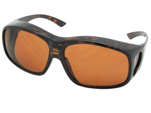 Style F19 Largest Non Polarized Fit Over Sunglasses Tortoise Frame Non Polarized Amber Lenses