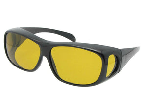 Style F1 Medium Polarized Fit Over Sunglasses Black Premium Dark Yellow