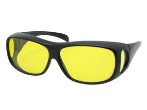 Style F1 Medium Polarized Fit Over Sunglasses Black Frame Light Yellow Lens