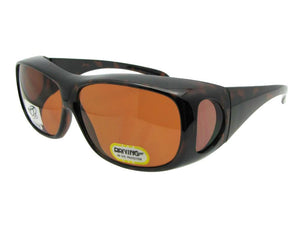 Style F1 Non Polarized Over Glasses Shiny Tortoise Frame Non Polarized Amber Lenses