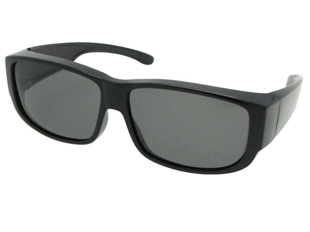 Style F27 Medium Polarized Fit Over Sunglasses Black Frame Medium Dark Gray