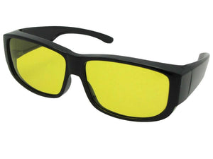 Style F27 Medium Polarized Fit Over Sunglasses Black Frame Lite Yellow Lenses