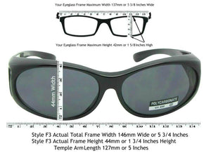 Style F3 Best Small Size Polarized Over Glasses Black Frame Med Dark Gray Lenses