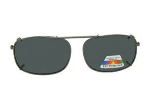 Rectangle Polarized Clip On Sunglasses Pewter Frame Gray Lenses