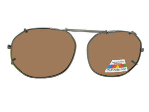 Round Square Polarized Clip-on Pewter Frame Brown Polarized Lens