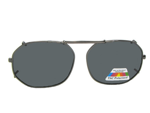 Round Square Polarized Clip-on Pewter Frame Polarized Gray Lens