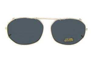 Round Square Non Polarized Clip On Gold Frame Gray Lenses