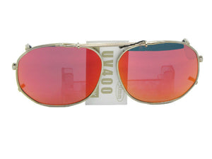 Round Square Color Mirror Clip on Gold Frame Red Mirror Lenses