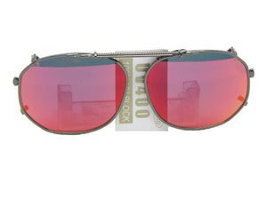 Round Square Color Mirror Clip on Pewter Frame Red Mirror Lenses