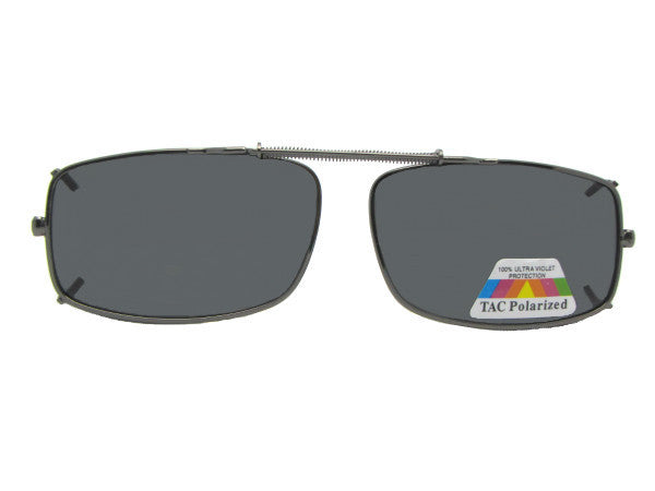 Slim Rectangle Polarized Clip-on Pewter Frame Polarized Gray Lens