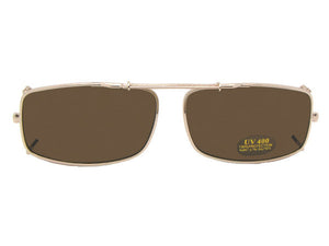 Slim Rectangle Non Polarized Clip-ons Gold Non Polarized Brown