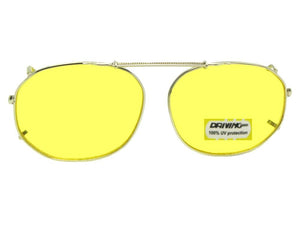 Round Square Yellow Lenses Clip-on Gold Frame Yellow Lenses