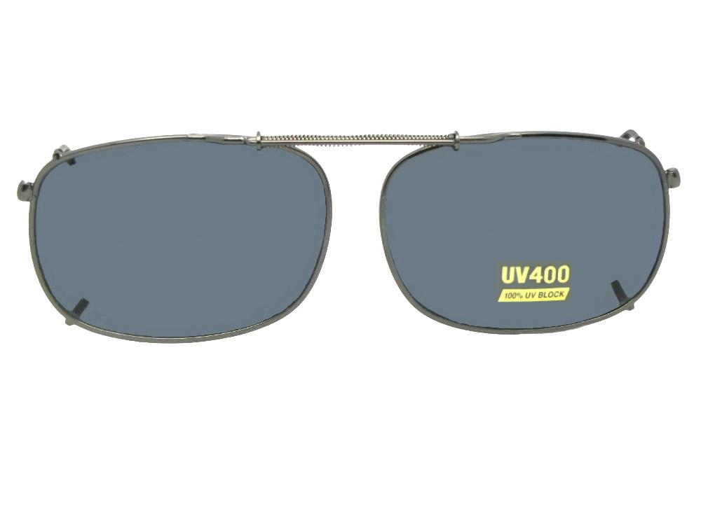 Rectangle Non Polarized Clip-ons Pewter Frame Gray Lenses