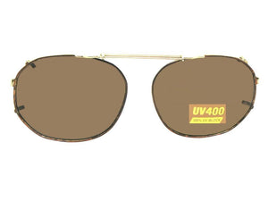 Round Square Non Polarized Clip On Gold Brown Frame Brown Lens