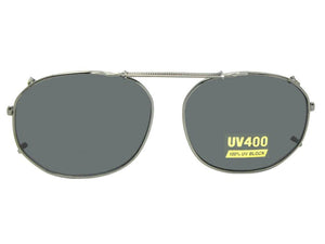 Round Square Non Polarized Clip On Pewter Frame Gray Lenses