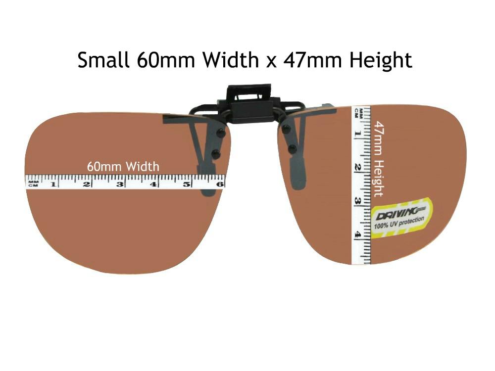 Amber Square Non Polarized Flip Up Small 60mm Wide x 47mm Height Black Gold Frame