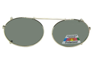 Oval Polarized Clip-on Sunglasses Light Pewter Frame Gray Lenses