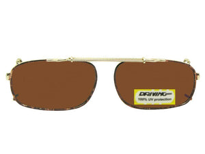 Rectangle Non Polarized Amber Clip Ons Gold Brown Amber Lenses