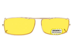 Slim Rectangle Yellow Lens Clip-on Gold Frame